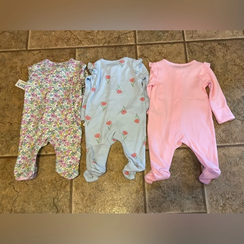 NWT Carters *Bundle of 3* infant girls sleep n play sz NB